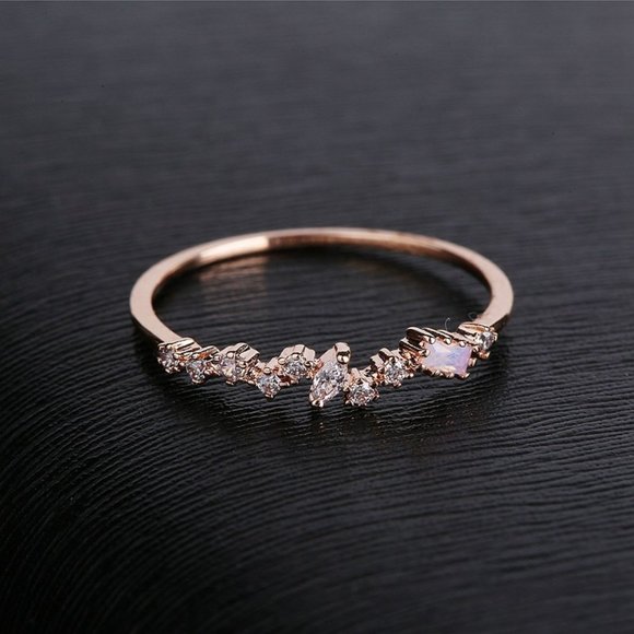 NEW Diamond Geometric Rose Gold Ring - Picture 4 of 7